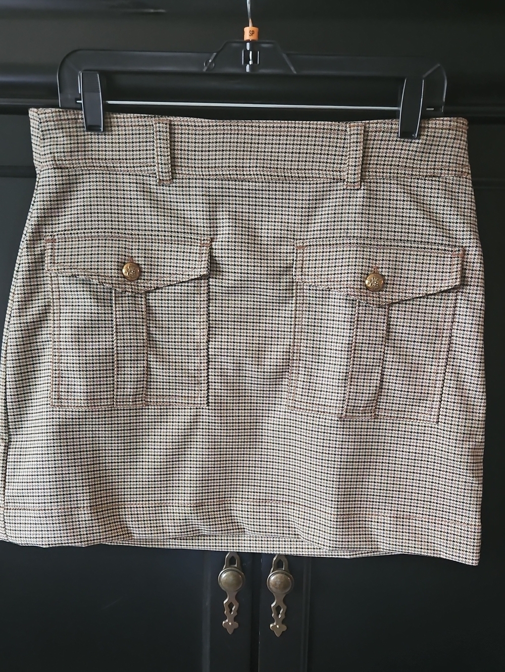 Loft Plaid Mini Skirt with Front Flap Pockets